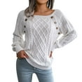 thumbnail image 2 of Tricot pour Femmes Automne Hiver Décontracté Col Carré Manches Longues Léger, 2 of 7