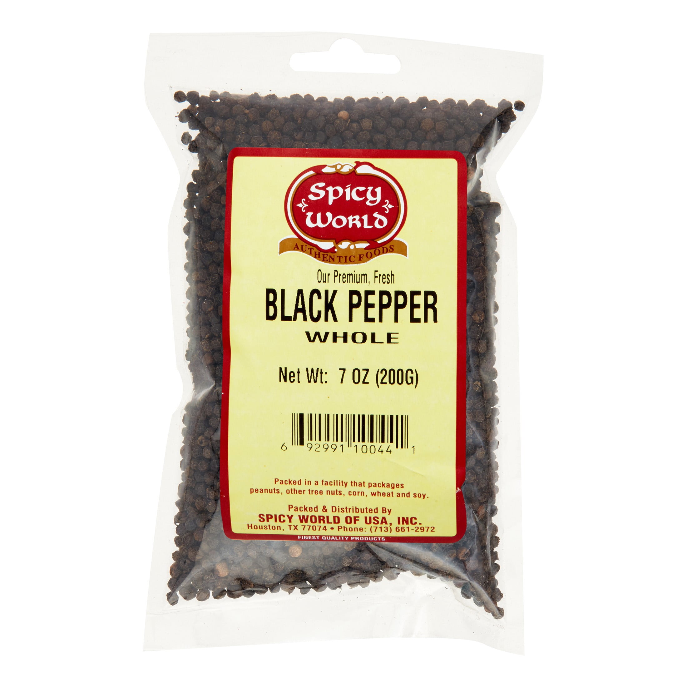Spicy World Authentic Foods Whole Black Pepper, 7 Oz