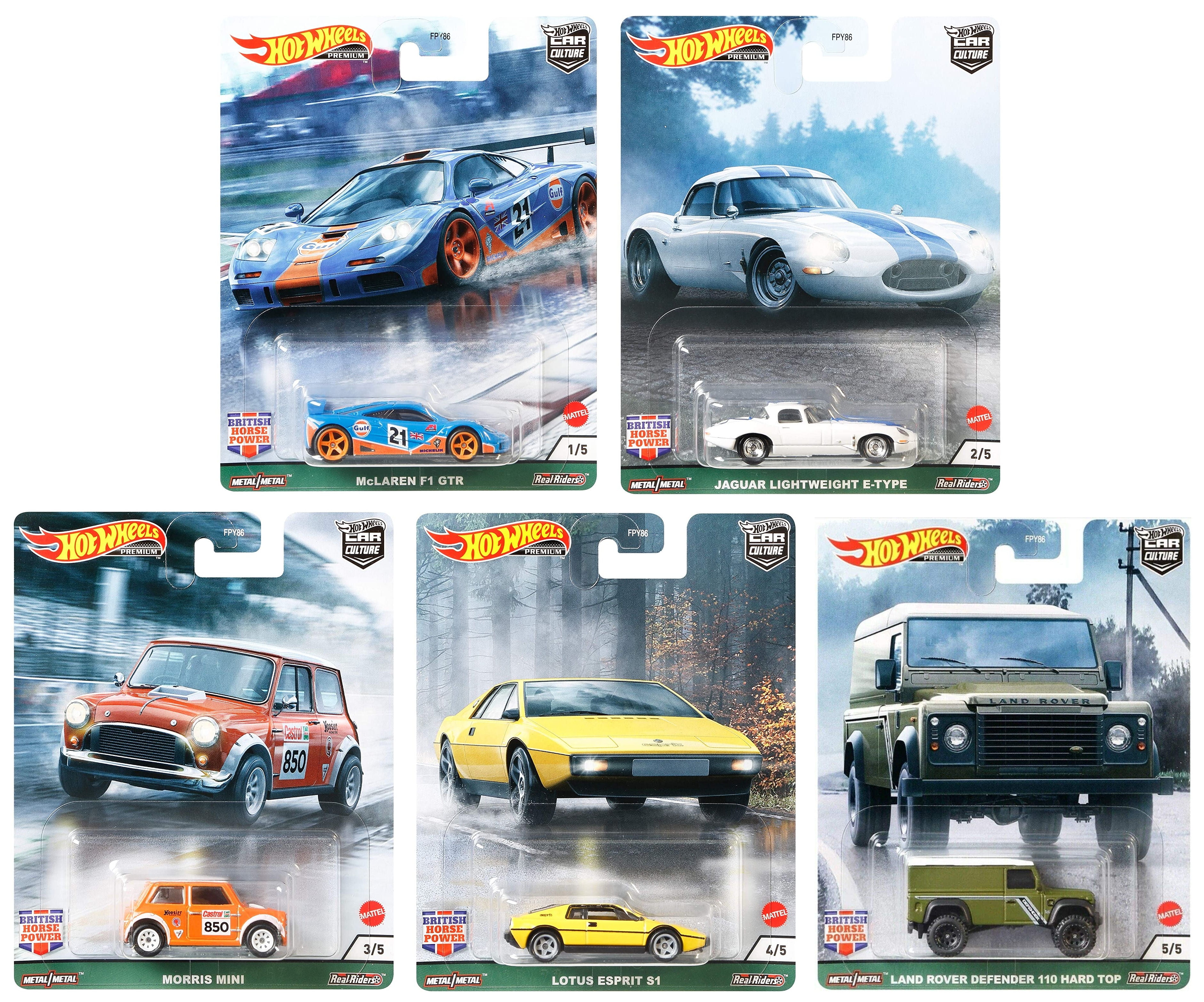 Hot Wheels Premium Car Culture 2021 - British Horsepower - 957A Set of 5 