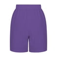 thumbnail image 5 of RYRJJ Women's Cotton Linen Shorts Drawstring Elastic Waist Shorts Casual Summer Comfy Lightweight Baggy Beach Shorts with Pockets(Purple,S), 5 of 7