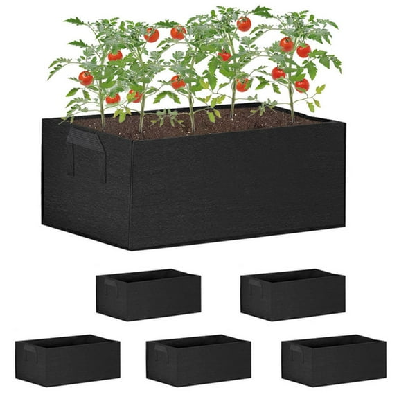 5 Pack Planting Bags Heavy Duty 300G Thickened Non-woven Grow Bags Fabric Pots with Handles Fit for Garden Grow vegetable Fruits, Black
