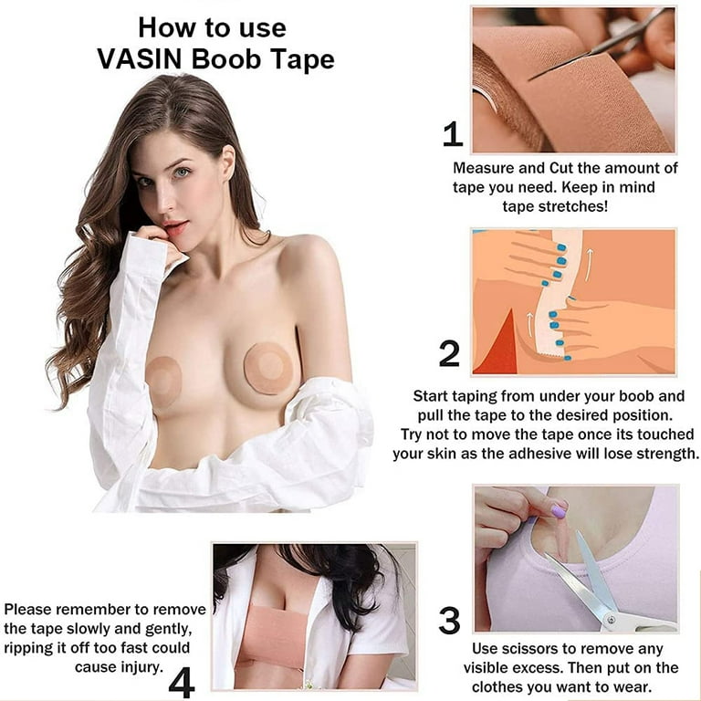 Boob Tape, Breast Lift Tape and Nipple Covers, Push up Tape and Breast  Pasties Strapless Bra Tape Chest Support Tape for Large Breasts, Invisible