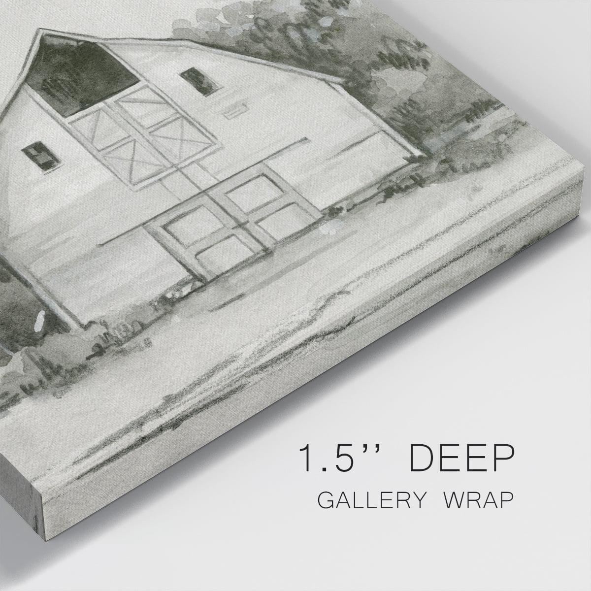 Wexford Home Solemn Barn Sketch III-Premium Gallery Wrapped Canvas, 10" x 10" - Ready to Hang
