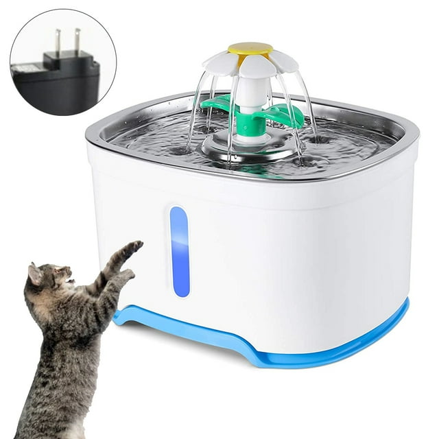 Bebedero para gatos, bebedero automático para mascotas de 2,5 l con bomba de apagado automático, indicador LED, ventana de nivel de agua, ultra silencioso, filtración cuádruple, apto para gatos, perros, muchos tipos de mascotas Ormromra 220347-1
