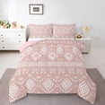 thumbnail image 1 of Erosebridal Bohemian Aztec Comforter Sets Full Size, Tribal Geometric Pattern Comforters & Duvets, Pink, Reversible 3-Piece, 1 of 8