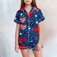 thumbnail image 2 of Sgkm Girls Summer Outfits Cute Patriotic Print Girls Short Sleeve Shorts Set Home Wear Soft Independence Day Outfits for Toddler Kids, 2 of 5