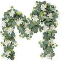 Kraoden 66in Artificial Flowers Garland Spring Eucalyptus Garland, Vintage Fake Flower Vine Greenery Decorative, Wall Hanging Plant for Wedding Arch Door Arrangement Party Decor
