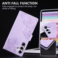 thumbnail image 7 of ELEHOLD Case for Samsung Galaxy A35, Flower Embossed Flip Leather Wallet Phone Case with 3 Card Slots & Wrist Strap,Purple, 7 of 7
