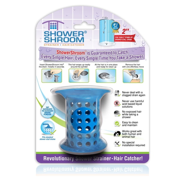 Colador para Drenaje ShowerShroom Atrapa Cabello de 2" para Ducha Azul