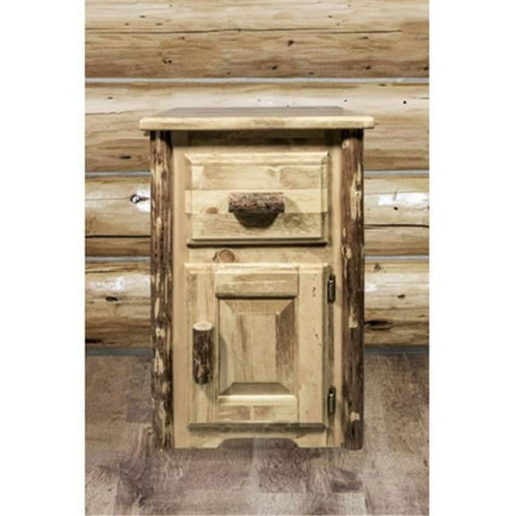 Glacier Country End Table with Door Left Hinged, Stained & Lacquered