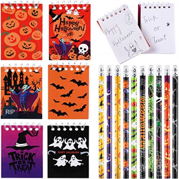 40 pieces halloween notepads spiral notebook pumpkin spiderweb bat