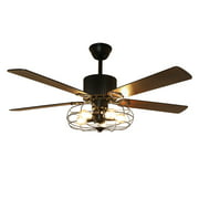Depuley Remote 52'' Caged 5 Blades Industrial Ceiling Fan with Light
