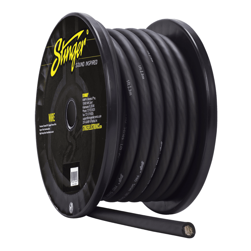 25 Foot Cut of Stinger Black Pro Series 0 Gauge 1/0 Copper Power Wire SPW10TB 