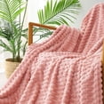 thumbnail image 4 of Exclusivo Mezcla Large Soft Fleece Throw Blanket, 50"x70" Stylish Jacquard Throw Blanket for Couch, Cozy, Warm, Lightweight Dusty Pink Blanket, 4 of 10