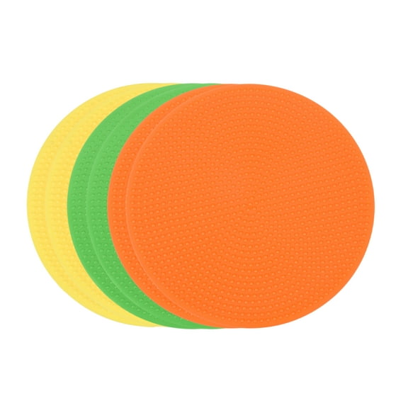 Uxcell Spot Markers 4 Inch, 6 Pcs Non-Slip Floor Dots Agility Markers Flat Field Cones Poly Dots for Gym PE Speed Training Dance Soccer Basketball Sports, Yellow/Green/Orange