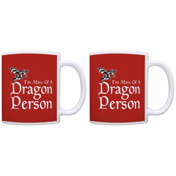 ThisWear Dragon Gifts I'm More of a Dragon Person Funny Nerdy Gag 11 ounce 2 Pack Coffee Mugs Red