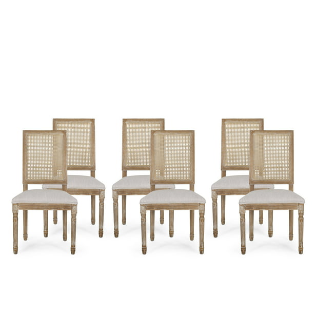 Cane Upholstered Dining Chair Set, Gray Upholstered Dining Chairs Set Of 6