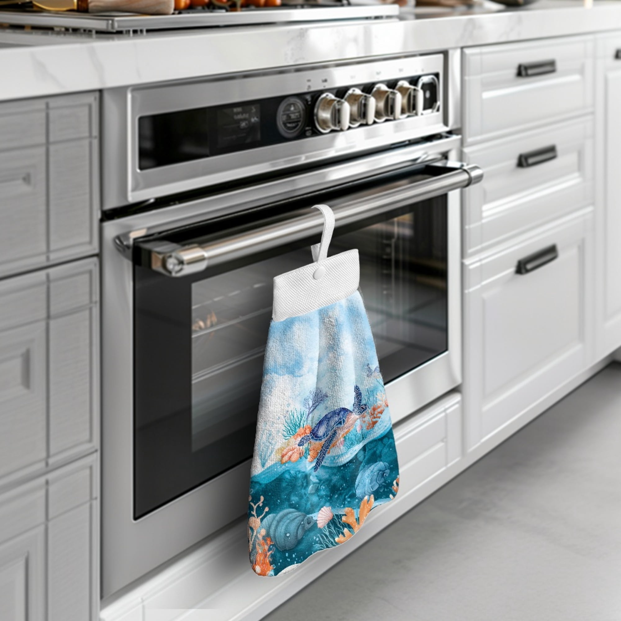 ZIATUBLE Ocean Turtle Kitchen Hand Towels Breathable Dish Towel Hand Towels Fast Drying Bathroom Hand Bath Towel Set of 3 Reusable Hanging Dual-Purpose Hand Towel Decor Accessories