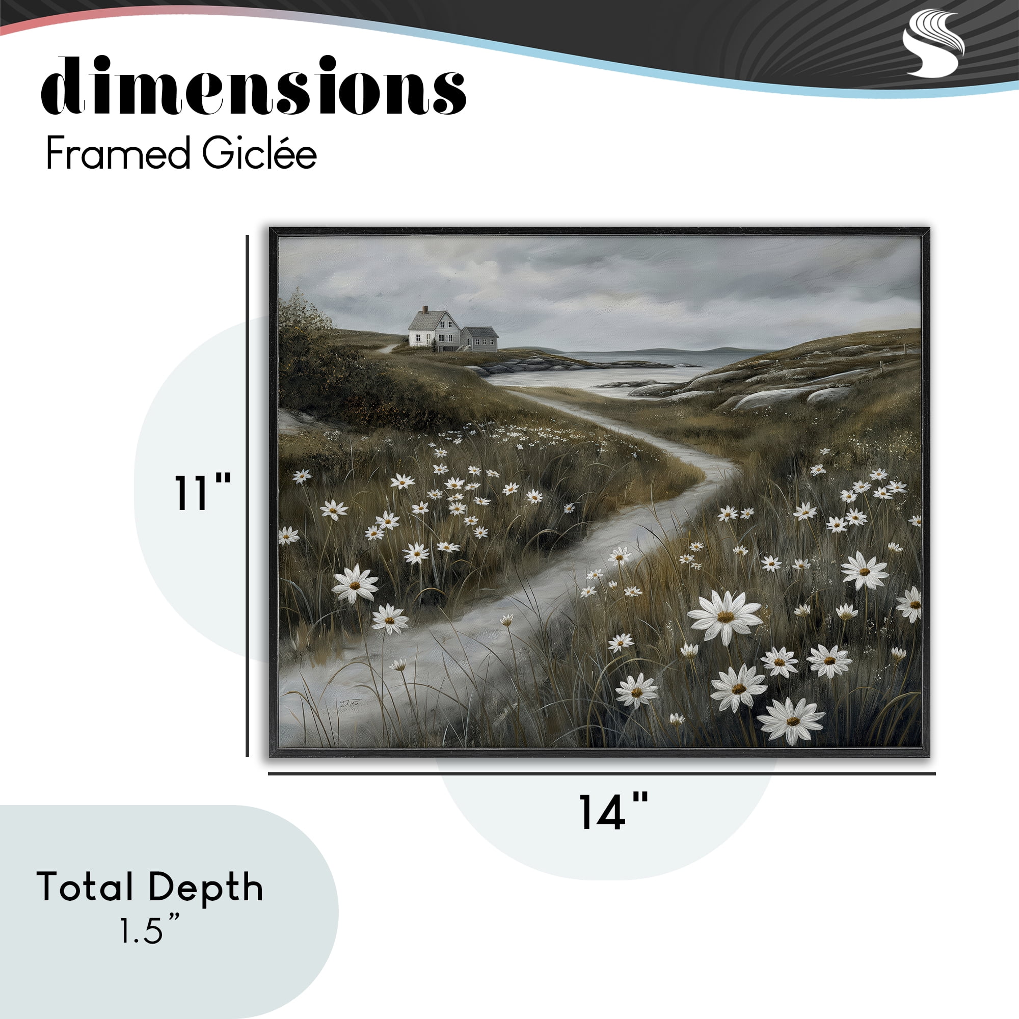 Stupell Industries Daisies Along Coastal Path Black Framed Giclee Art, design by Imagine It Images
