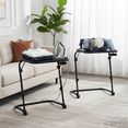 thumbnail image 3 of Homy Casa 2-Piece Black Adjustable Folding Tray Tables with Wheels, Cup Holder for Sofa, Bedside and Laptop Use, 3 of 11