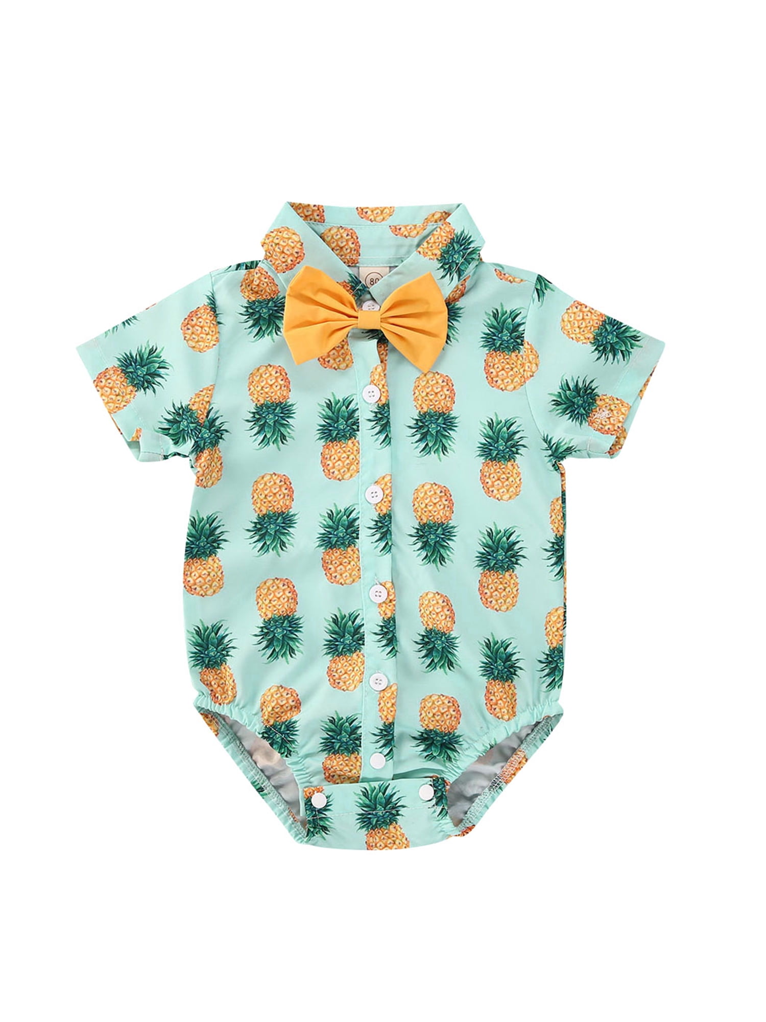 Newborn Infant Baby Boy Summer Clothes Gentleman Bowtie Short Sleeve Romper Flamingo Dinosaur Bodysuit Jumpsuit