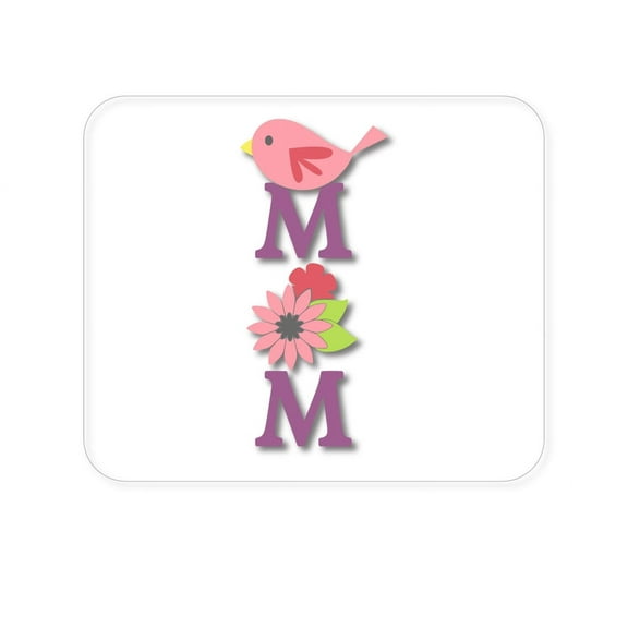 DistinctInk Mouse Pad - 1/4" Foam Rubber - Mom - Pink Bird & Flowers