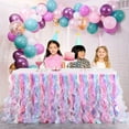 thumbnail image 2 of Fashionwu 6ft Colorful Organza Curly Willow Tulle Table Skirt Rainbow Tutu Table Skirting for Rectangular or Round Table, Party Decorations for Unicorn Themed Birthday Wedding, 2 of 7