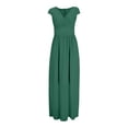thumbnail image 4 of DHFJKG Wedding Guest Dresses For Women Summer V Neck Short Sleeve Bohemian Flowy Swing A-Line Solid Color Maxi Sundress Stylish Dresses, 4 of 5