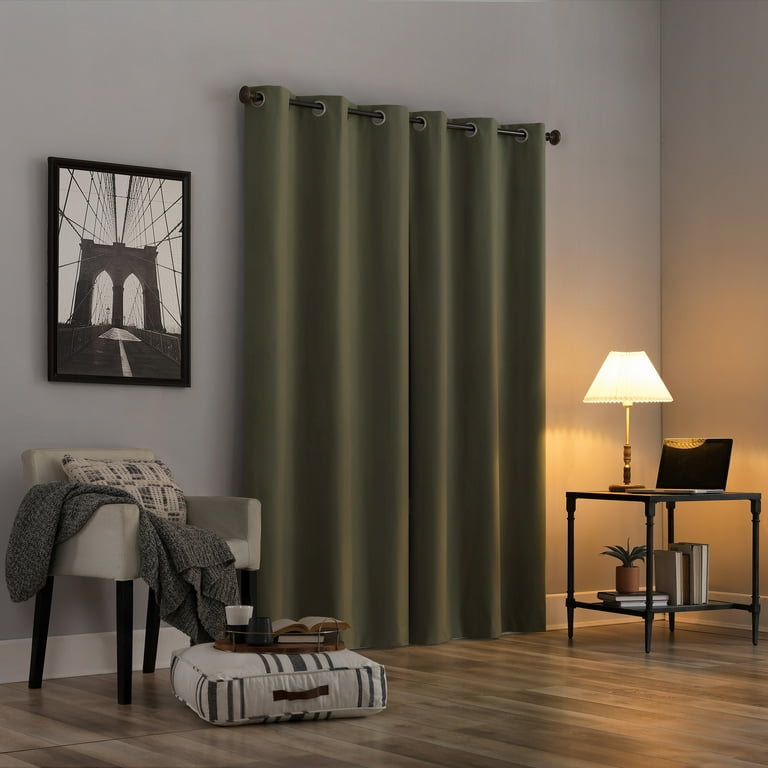 Sun Zero Cyrus Thermal 100% Blackout Grommet Curtain, 40" x 84", Olive photo 2