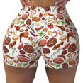 thumbnail image 2 of Fuzoiu Cooking Bbq Print Women's Workout Shorts,Workout Biker Shorts Women,Exercise Fitness Shorts,Scrunch Short, Athletic Shorts for Gym Yoga Running Sport Active-Medium, 2 of 8