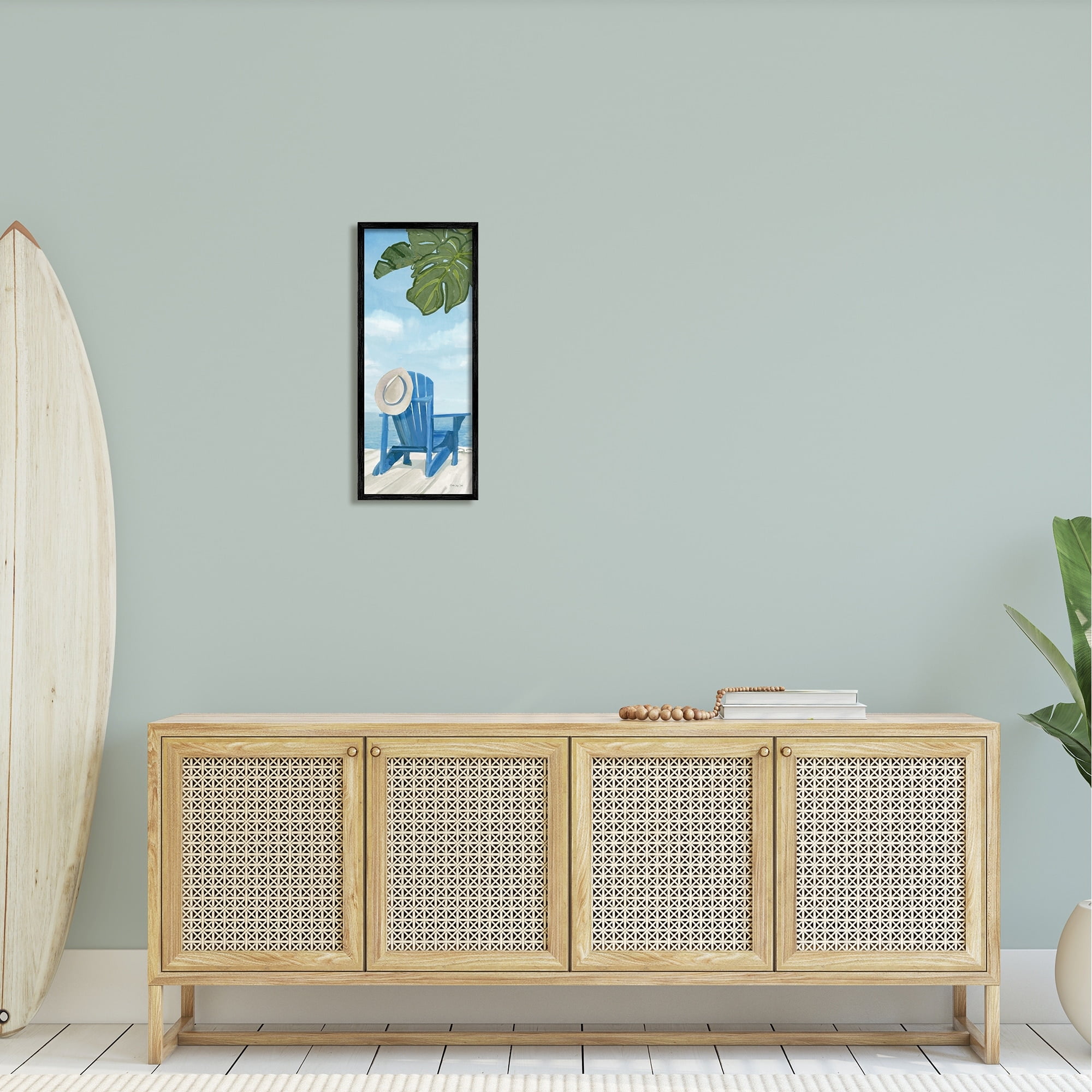 Stupell Industries Botanical Beach Chair Hat Ocean View Waterfront Botanicals, 10 x 24, Design by Stellar Design Studio