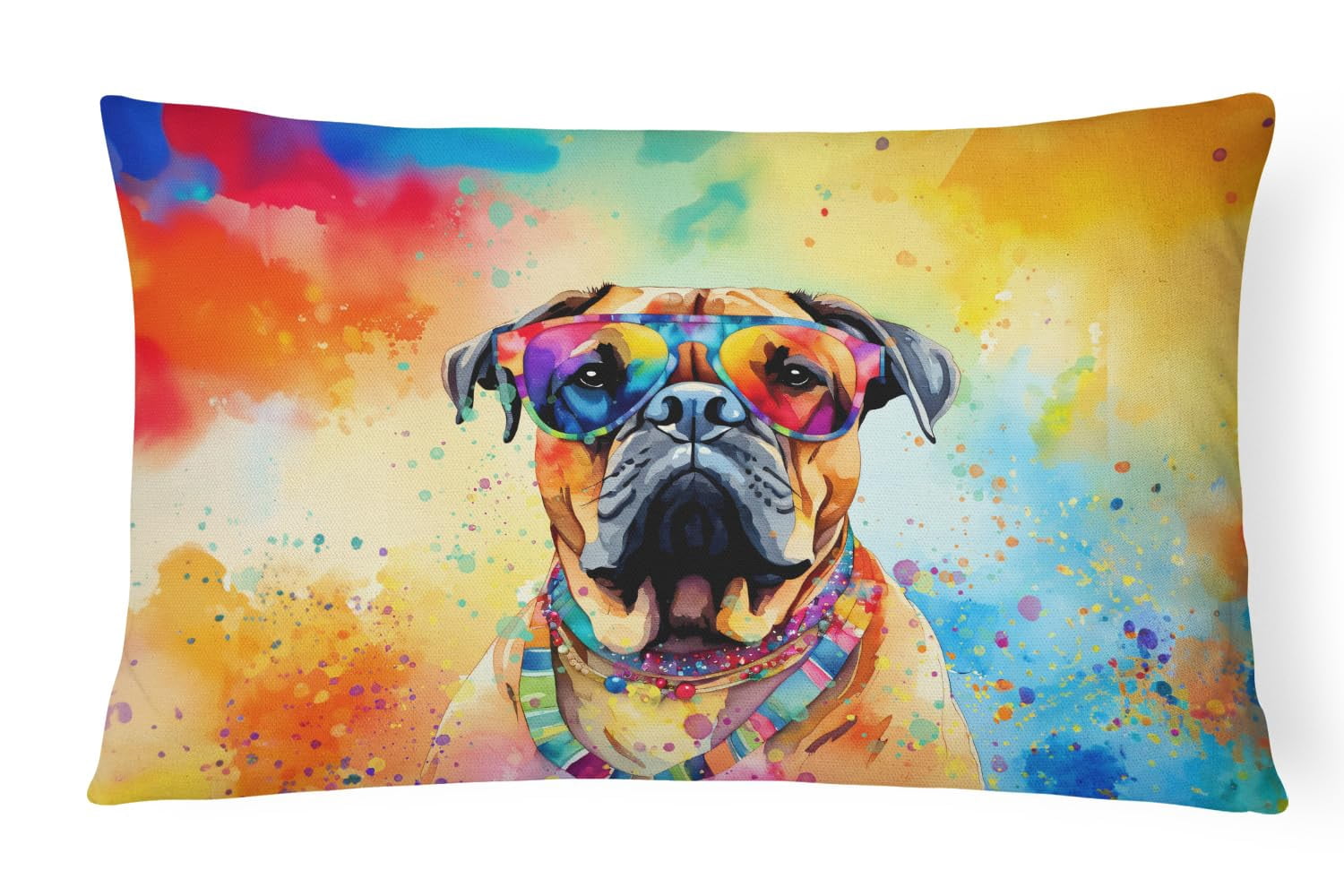 Golden Retriever Hippie Dawg Fabric Decorative Pillow 12 in x 16 in