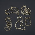 thumbnail image 2 of 5x/Set Foxes Collection Metal Frame UV Resin Pendant Open Bezel Setting for Jewelry Making Pressed Flower DIY Art Crafts, 2 of 6