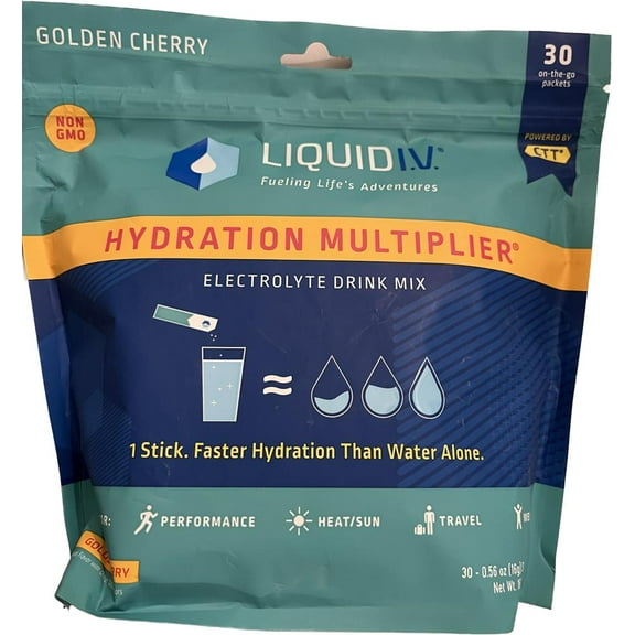 Liquid i.v. Hydration Multiplier Electrolyte Drink Mix Golden Cherry 30 packets