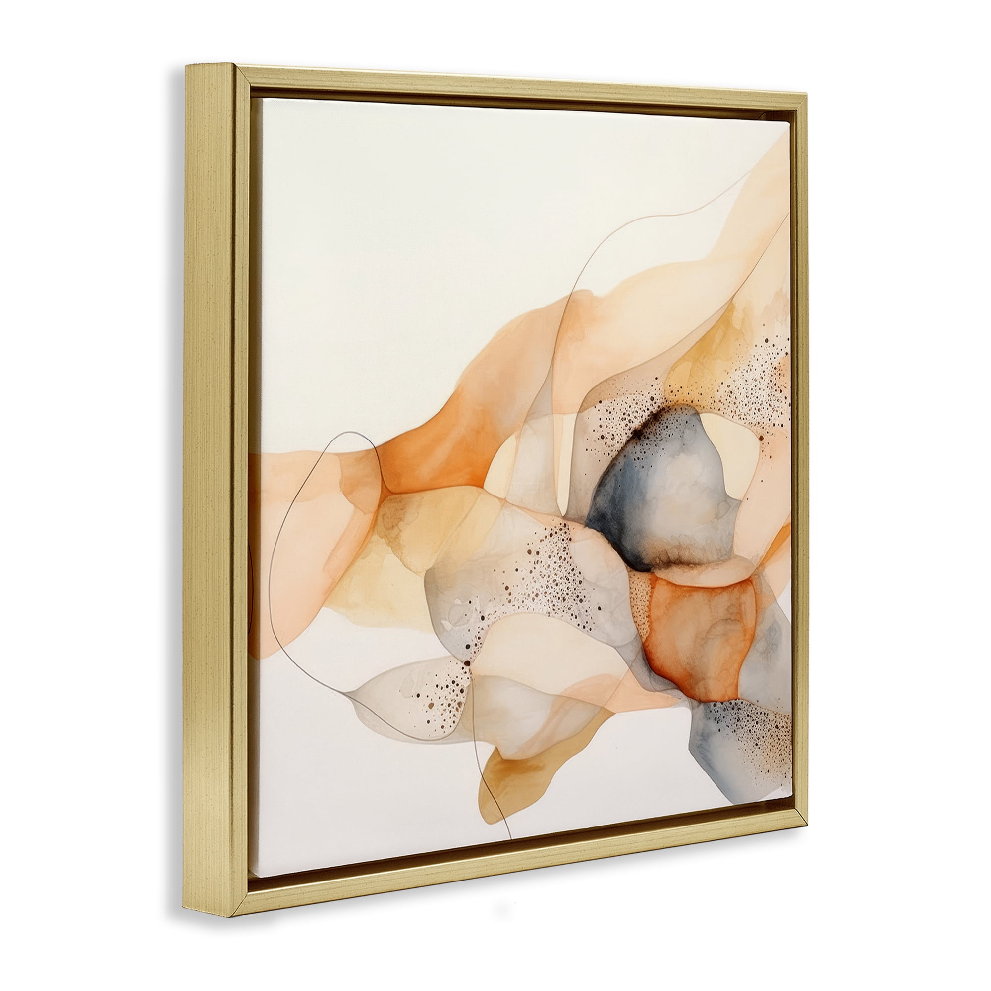 Stupell Industries Cascading Fluid Abstract Abstract Painting Gold Floater Framed Canvas Art Print Wall Art, 18 x 18