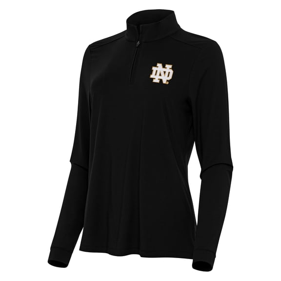 Women's Antigua Black Notre Dame Fighting Irish Intent Quarter-Zip Top