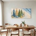 thumbnail image 3 of Coastal Christmas Trees Canvas Wall Art, Ocean Sea Waves Golden Sand Beach Wooden‑Stretched Canvas Print Artwork, Home Wall Decor for Living Room Bedroom Office 40"Lx20"W, 3 of 9