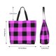 thumbnail image 5 of Balery Purple Black Buffalo Plaid Bolsa Tote Estilo Estético con Cremalleras, Bolsa de Hombro, Bolsa de Compras Grande y Plegable, 5 of 8