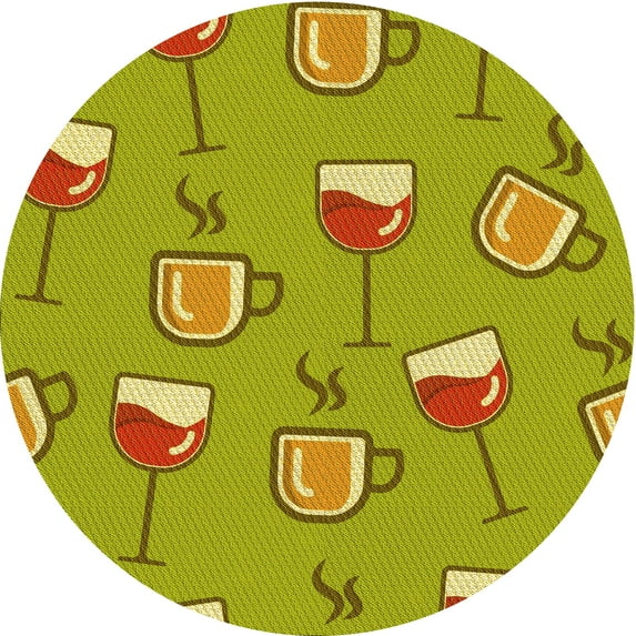 Ahgly Company Indoor Round Patterned Dark Golden Rod Brown Area Rugs, 3' Round