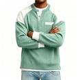 thumbnail image 2 of Men Fall Blouse Mineart Men's Color Block Knit Button Up Shirt Raglan Long Sleeve Shirt 3-Button Stand Collar With Chest Pocket Soft Casual Tops, 2 of 6