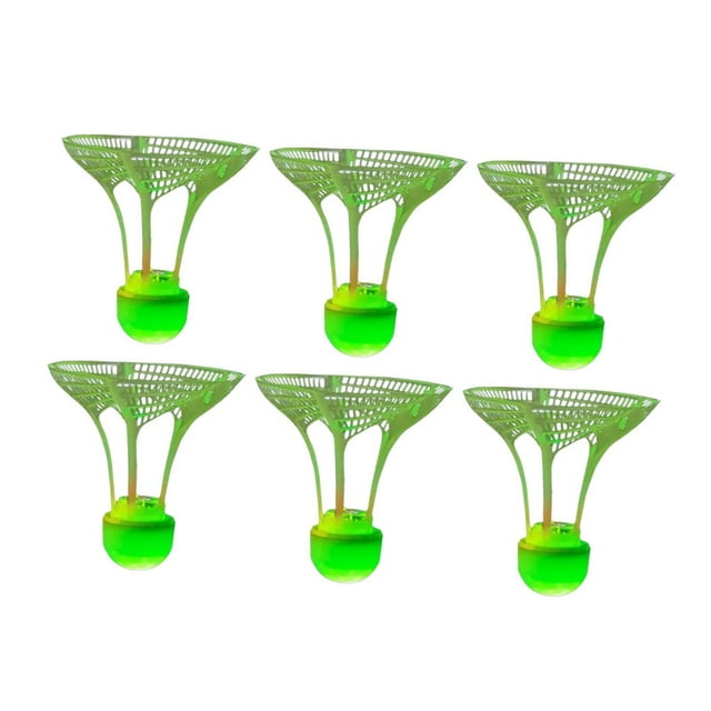 Lipstore 6Pcs Lighting Shuttlecocks Windproof Badminton Sports Training Outdoors Light up Green