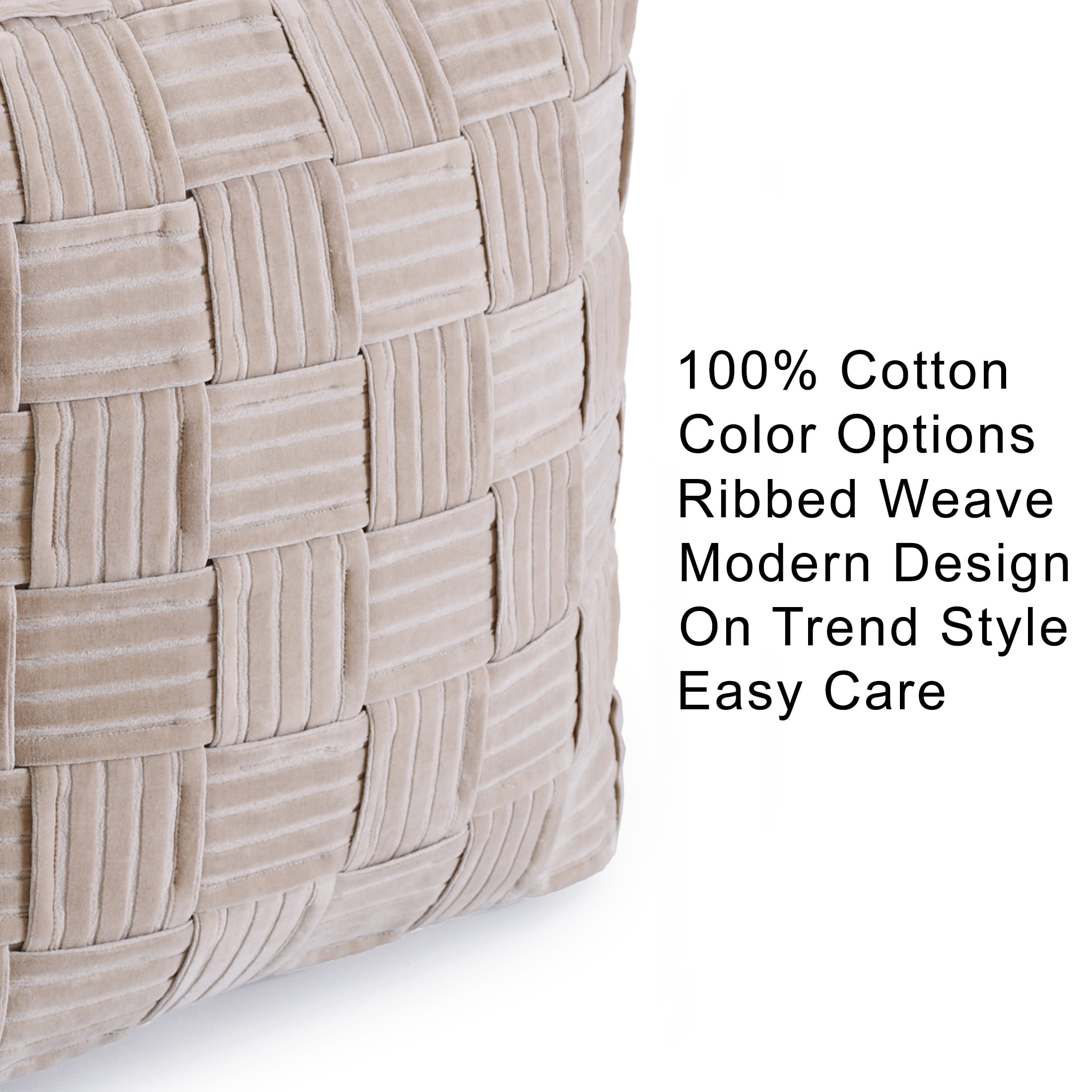 Better Homes & Gardens Velvet Woven Pouf Cover, Latte Swirl