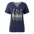 thumbnail image 4 of YDLCAFD Easter Women Summer Solid Color V Neck Printed Short Sleeved T Shirt, 4 of 4