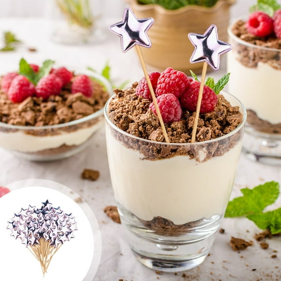 Xecvkr Wooden Star Cocktail Picks toothpick Skewers Appetizer Fruit Drink Decorative Party Valentine's Day Christmas Table Event Supplies Durable Hygienic 50pcs Pink Gold Blue Silver