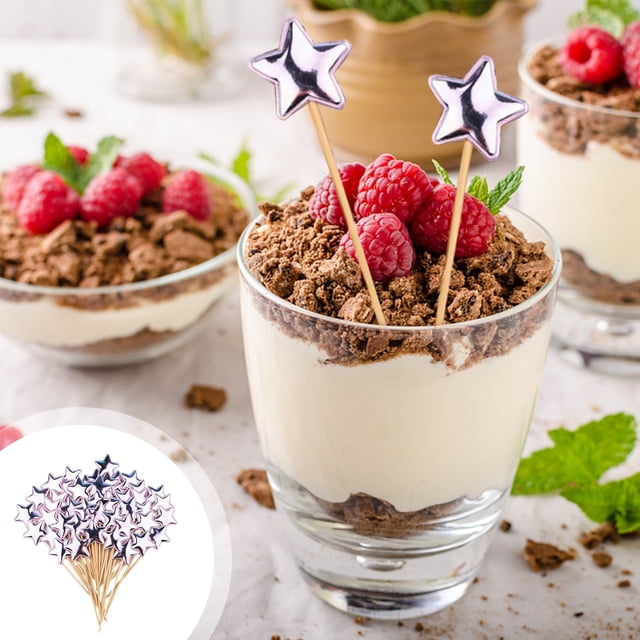 pstuiky 50 palillos de cóctel con forma de estrella de madera ideales para aperitivos decoración de frutas y bebidas y para fiestas navideñas.