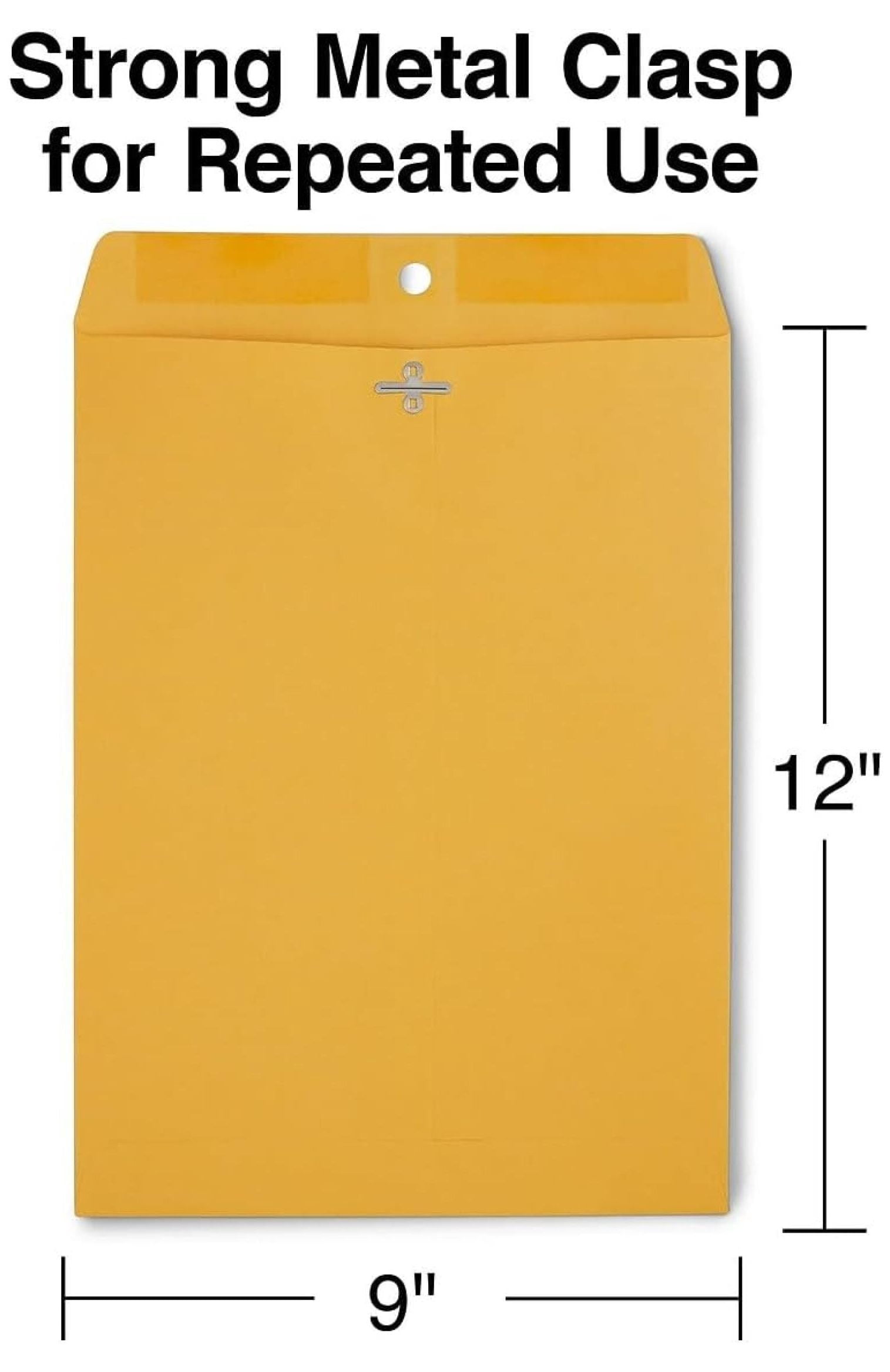 9 x 12 Clasp Envelopes, Brown Manila, Reinforced Metal Clasp & Gummed Seal, Heavy‑Duty Mailing Envelopes, 250/Pack