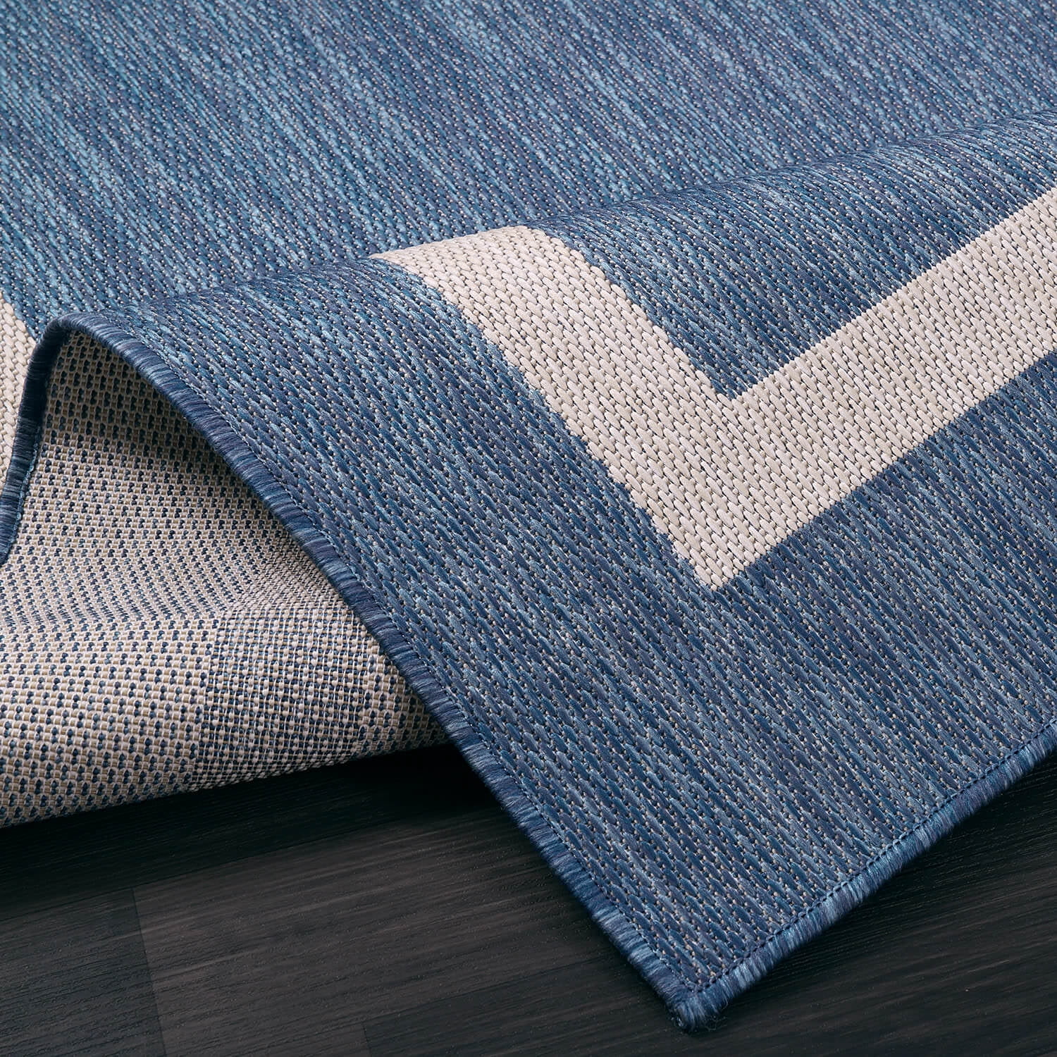 Beverly Rug Indoor/Outdoor Area Rugs, Bordered Patio Porch Garden Carpet, Blue and White, 8'x10'