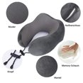 thumbnail image 2 of Almohada de viaje, gran almohada de espuma de memoria para el cuello, soporte para la cabeza, almohada suave para dormir, avión, coche y hogar gris, 2 of 6