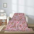 thumbnail image 2 of Throw Blanket for Couch Sofa and Bed, pink berry blossom flowers Floral Super Soft Plush Throw Blanket, Fuzzy Cuteness Comfy Warm Washable Flannel Blanket & Throws for All Season, 2 of 5