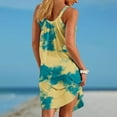 thumbnail image 5 of Lovskoo Womens Sleeveless Boho Beach Dresses 2024 Casual Cute Floral Tie Dye T Shirt Short Dress Summer Spaghetti Strap Mini Dresses Yellow M, 5 of 6